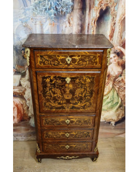 Le village de 58 brocanteurs - Secrétaire époque XIXeme / marqueterie de bois nobles – Style Louis XV