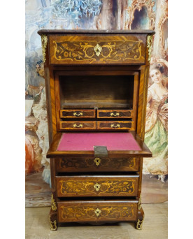 Le village de 58 brocanteurs - Secrétaire époque XIXeme / marqueterie de bois nobles – Style Louis XV