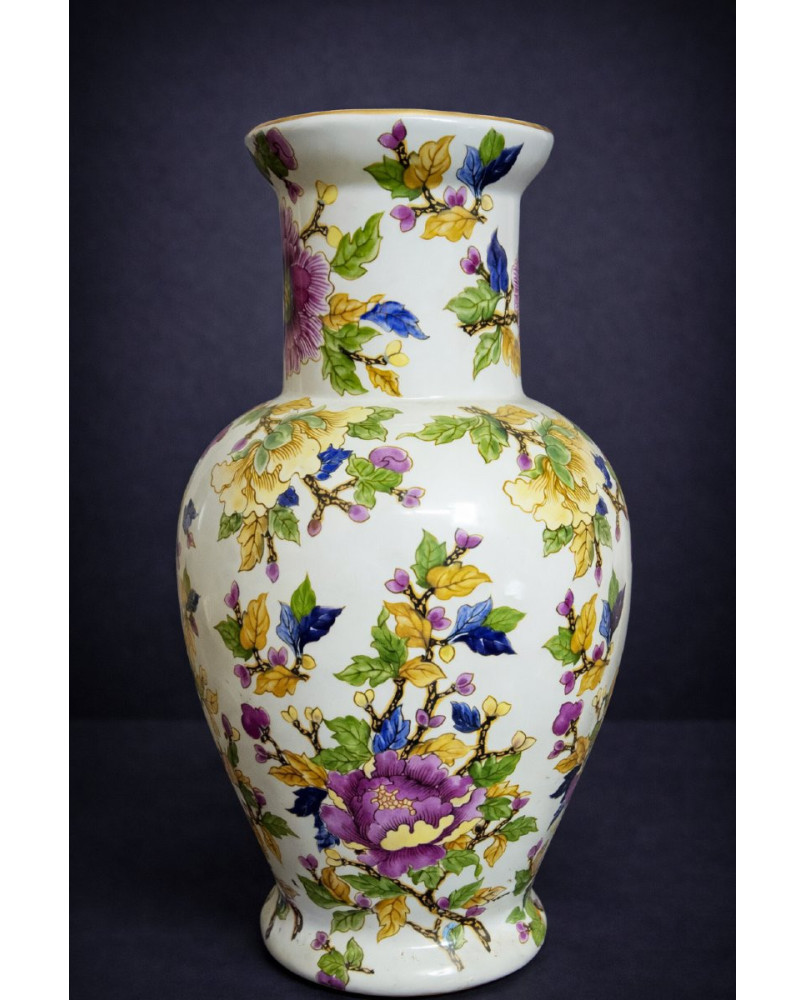 Le village de 58 brocanteurs - Important vase en porcelaine décor floral – Style asiatique - XXeme