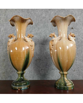Le village de 58 brocanteurs - Paire de grands vases décoratifs en céramique – Style Art Nouveau