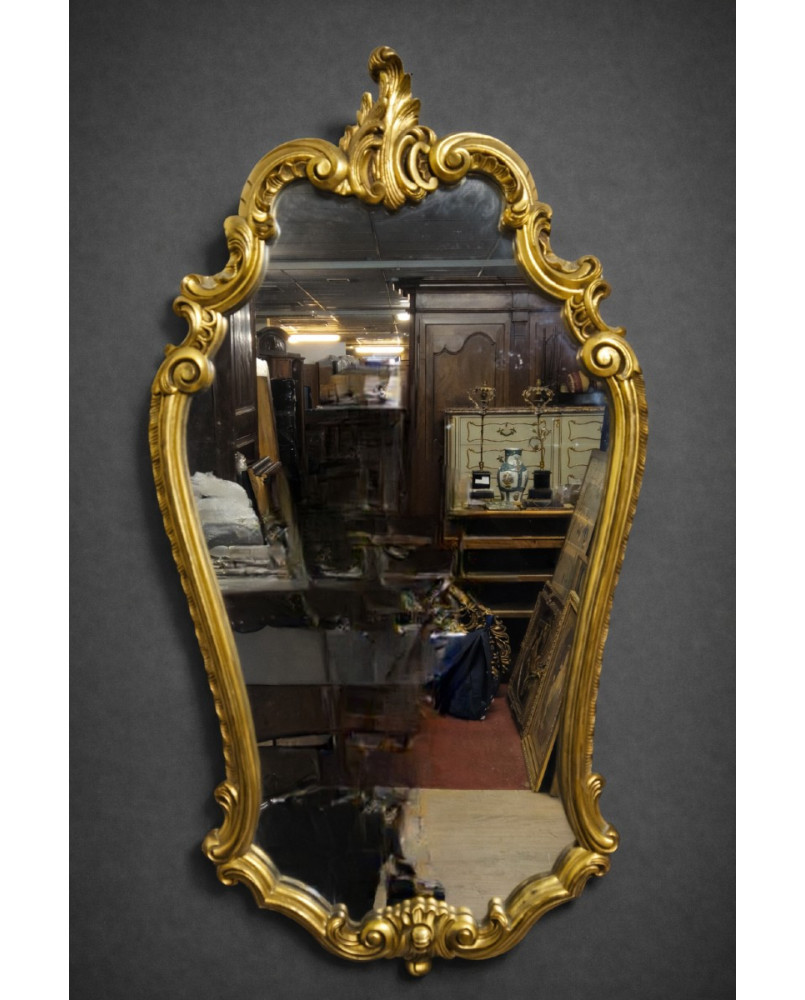 Le village de 58 brocanteurs - Miroir ancien en bois doré – Style Rocaille / Louis XV / début XXe