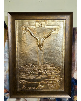 Le village de 58 brocanteurs - Grand panneau religieux en relief Salvador DALI (1904-1989) Crucifixion