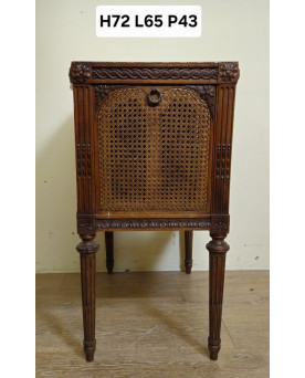 Le village de 58 brocanteurs - table desserte / meuble d’appoint de style Louis XVI – plateau marbre - cannage