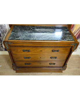 Le village de 58 brocanteurs - Commode à miroir style Empire / acajou & marbre – Début XXe siècle