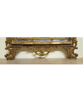 Le village de 58 brocanteurs - Très Grand miroir ancien en bois sculpté et doré – style Rocaille / Louis XV - h 185cm