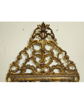 Le village de 58 brocanteurs - Très Grand miroir ancien en bois sculpté et doré – style Rocaille / Louis XV - h 185cm
