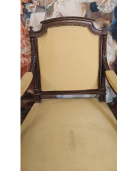 Le village de 58 brocanteurs - Paire de fauteuils style Louis XVI, en bois sculpté