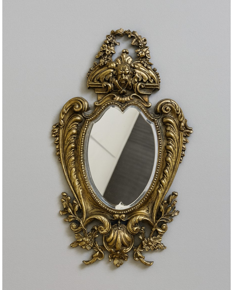 Le village de 58 brocanteurs - Miroir au putto style Louis XV Rocaille en bronze doré