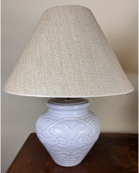 Le village de 58 brocanteurs - Grande Paire De Lampes Vintage En Terre Cuite émaillée