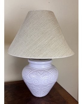 Le village de 58 brocanteurs - Grande Paire De Lampes Vintage En Terre Cuite émaillée