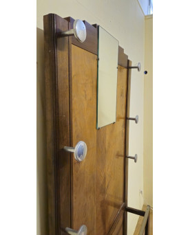 Le village de 58 brocanteurs - Vestiaire / Porte-manteau Art Déco en noyer avec miroir