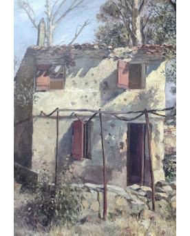 Le village de 58 brocanteurs - Paul Servais – Maison provençale sous les oliviers - début XXeme - Huile sur toile signée
