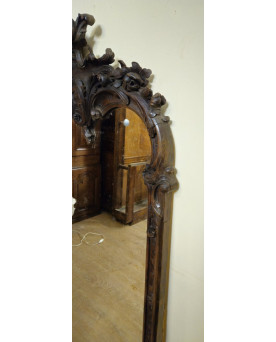 Le village de 58 brocanteurs - Grand miroir ancien en bois sculpté – Style Louis XV - fin XIXeme