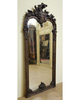 Le village de 58 brocanteurs - Grand miroir ancien en bois sculpté – Style Louis XV - fin XIXeme