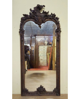 Le village de 58 brocanteurs - Grand miroir ancien en bois sculpté – Style Louis XV - fin XIXeme