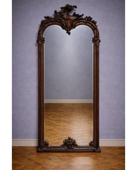 Le village de 58 brocanteurs - Grand miroir ancien en bois sculpté – Style Louis XV - fin XIXeme