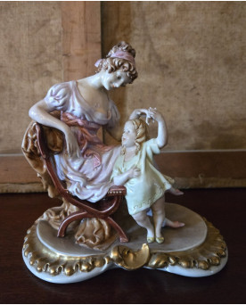 Le village de 58 brocanteurs - Sujet en porcelaine – Couple galant & musicien - esprit Romantique
