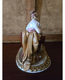 Le village de 58 brocanteurs - Sujet en porcelaine – Couple galant & musicien - esprit Romantique