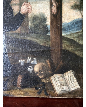 Le village de 58 brocanteurs - École italienne de la fin du XVIe siècle La Crucifixion avec Saint en prière