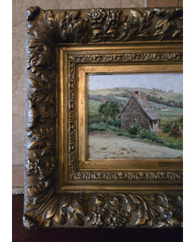 Le village de 58 brocanteurs - Huile sur panneau – M.J. Jouana - Marine animée XXe siècle Scène de plage animée