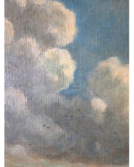 Le village de 58 brocanteurs - Huile sur toile – Paysage Hollandais animé dans le goût de Ruisdael - XXeme
