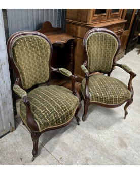 Le village de 58 brocanteurs - Paire de fauteuils cabriolet anciens – Style Louis-Philippe – XIXe siècle