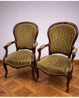 Le village de 58 brocanteurs - Paire de fauteuils cabriolet anciens – Style Louis-Philippe – XIXe siècle