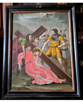 Le village de 58 brocanteurs - Chemin de Croix – Huile sur toile – Fin XVIIIe / Début XIXe siècle (B)