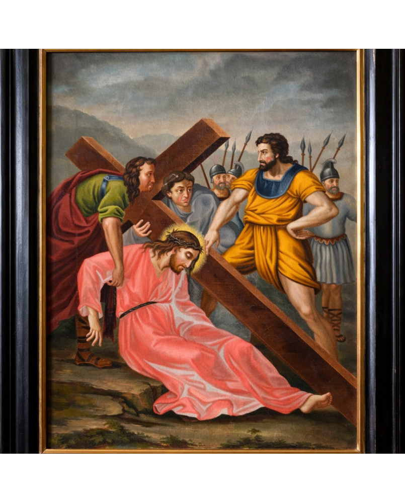 Le village de 58 brocanteurs - Chemin de Croix – Huile sur toile – Fin XVIIIe / Début XIXe siècle (B)