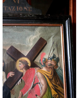 Le village de 58 brocanteurs - Chemin de Croix – Huile sur toile – Fin XVIIIe / Début XIXe siècle