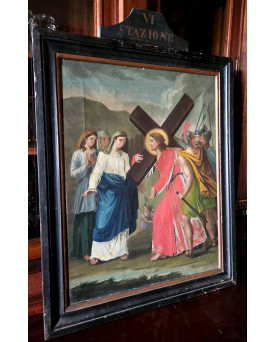 Le village de 58 brocanteurs - Chemin de Croix – Huile sur toile – Fin XVIIIe / Début XIXe siècle
