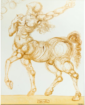 Le village de 58 brocanteurs - Salvador Dalí – Centaure (gravure à la sanguine), Divine comédie - numéroté 136/490
