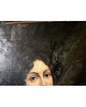 Le village de 58 brocanteurs - Portrait de jeune femme au collier de perles – Huile sur toile – Époque XIXe