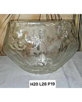 Le village de 58 brocanteurs - Grande coupe / jardinière en verre moulé à décor libellule – Style Art Nouveau