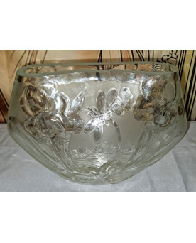 Le village de 58 brocanteurs - Grande coupe / jardinière en verre moulé à décor libellule – Style Art Nouveau
