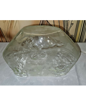 Le village de 58 brocanteurs - Grande coupe / jardinière en verre moulé à décor libellule – Style Art Nouveau
