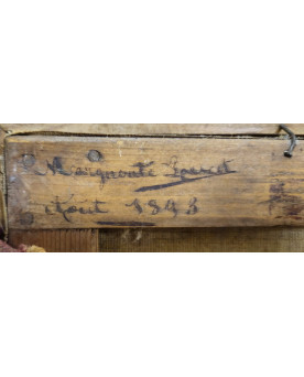 Le village de 58 brocanteurs - École française, XIXe siècle (datée 1893) Dans son cadre ancien doré à décor richement sculpté