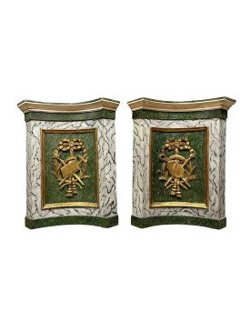 Le village de 58 brocanteurs - Paire d’encoignures de boiserie – Style Louis XVI – Vers 1850 (datées 1857)