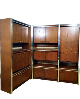 Le village de 58 brocanteurs - Meuble scandinave en deux modules – Palissandre et métal chromé – Suède « Uppenkamp Wohnmöbel »