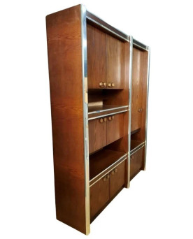 Le village de 58 brocanteurs - Meuble scandinave en deux modules – Palissandre et métal chromé – Suède « Uppenkamp Wohnmöbel »