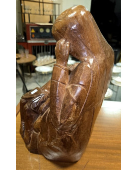 Le village de 58 brocanteurs - Sculpture en bois massif – Sujet religieux – H. 40 cm