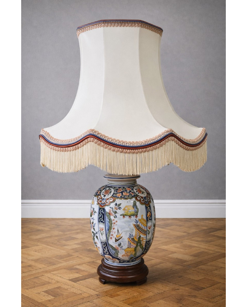 Le village de 58 brocanteurs - Grande lampe en céramique décorée – style oriental – H 75 cm