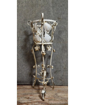 Le village de 58 brocanteurs - Grand Porte-plante ancien en fer forgé – Décor floral – Style romantique / shabby chic