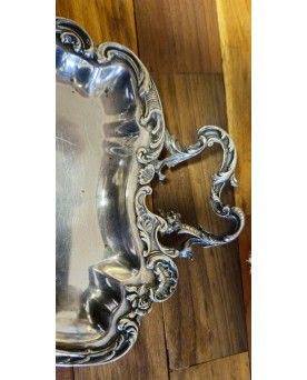 Le village de 58 brocanteurs - Nécessaire de table ancien en métal argenté – Pelle & balayette – Style Louis XV –