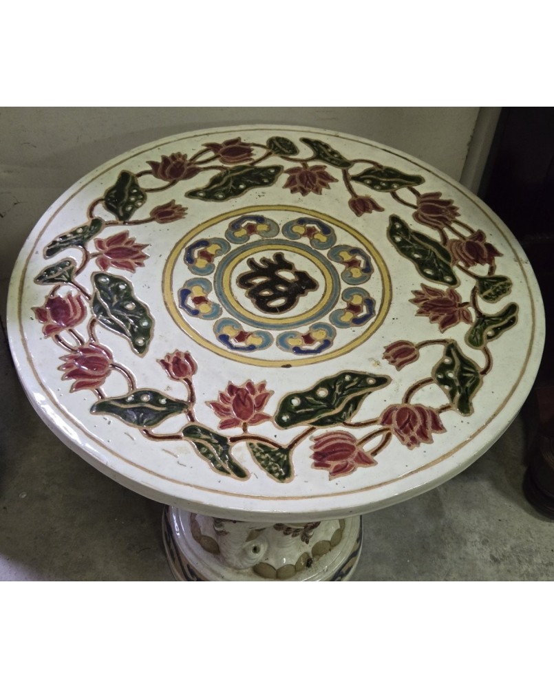 Le village de 58 brocanteurs - Asie XXeme : Table aux éléphants en céramique