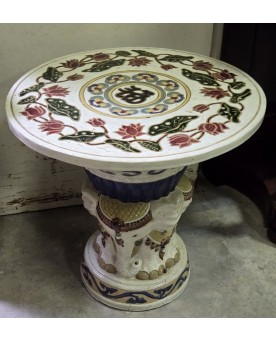 Le village de 58 brocanteurs - Asie XXeme : Table aux éléphants en céramique