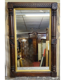 Le village de 58 brocanteurs - Grand miroir ancien à fronton sculpté – bois et dorure – style Renaissance / XIXe