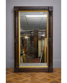 Le village de 58 brocanteurs - Grand miroir ancien à fronton sculpté – bois et dorure – style Renaissance / XIXe