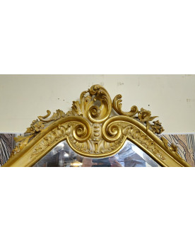 Le village de 58 brocanteurs - Trés important miroir Louis XV / laqué et doré - XIXe - 209 x 161cm