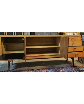 Le village de 58 brocanteurs - Buffet en enfilade Roger Landault – design français années 1950 – meuble vintage moderniste